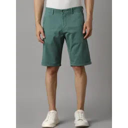 Louis Philippe Green Cotton Slim Fit Shorts-picture-26