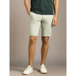 Louis Philippe Green Cotton Slim Fit Shorts-picture-18