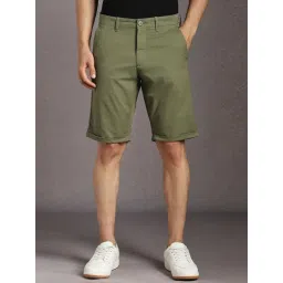 Louis Philippe Green Cotton Slim Fit Shorts-picture-21