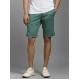 Louis Philippe Green Cotton Slim Fit Shorts-picture-23