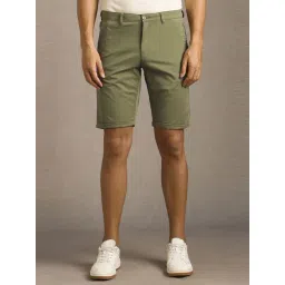 Louis Philippe Green Cotton Slim Fit Shorts image 1