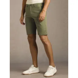 Louis Philippe Green Cotton Slim Fit Shorts image 3