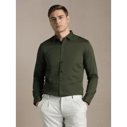 Louis Philippe Green Cotton Slim Fit Solid Shirt-picture-32