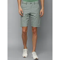 Louis Philippe Green Cotton Slim Fit Striped Shorts-picture-28