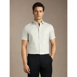 Louis Philippe Grey Cotton Regular Fit Checked Shirt-picture-40