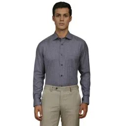 Louis Philippe Grey Cotton Regular Fit Checks Shirt-picture-28