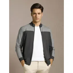 Louis Philippe Grey Cotton Regular Fit Colour Block Sweatshirt-picture-38