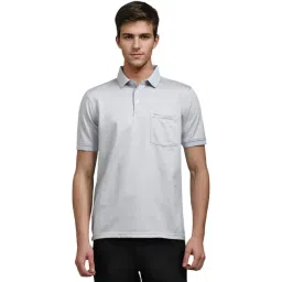 Louis Philippe Grey Cotton Regular Fit Printed Polo T-Shirt-picture-39