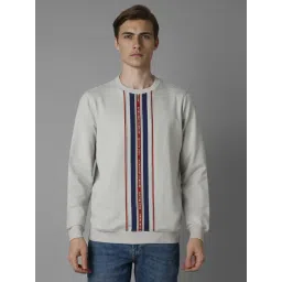 Louis Philippe Grey Cotton Regular Fit Striped Sweatshirt-picture-34
