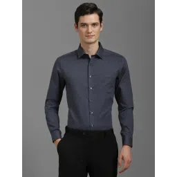 Louis Philippe Grey Cotton Regular fit Textured Shirt-picture-11