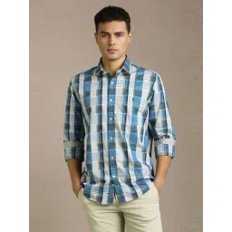 Louis Philippe Grey Cotton Slim Fit Checks Shirt-picture-43