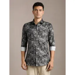 Louis Philippe Grey Cotton Slim Fit Printed Shirt-picture-40