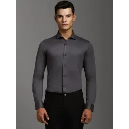 Louis Philippe Grey Cotton Slim Fit Shirt-picture-18