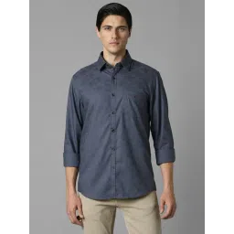 Louis Philippe Grey Cotton Slim Fit Texture Shirt-picture-36