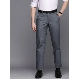 Louis Philippe Grey Cotton Slim Fit Trousers-picture-15