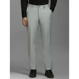 Louis Philippe Grey Cotton Slim Fit Trousers-picture-15