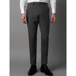 Louis Philippe Grey Slim Fit Checks Trousers-picture-25