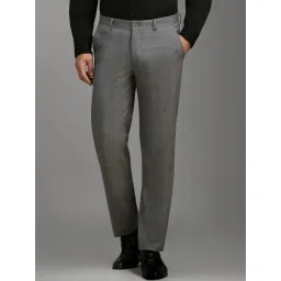 Louis Philippe Grey Slim Fit Checks Trousers-picture-24