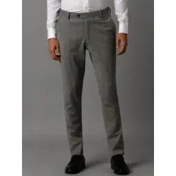 Louis Philippe Grey Slim Fit Checks Trousers-picture-33