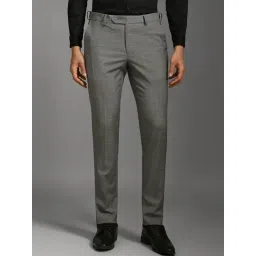 Louis Philippe Grey Slim Fit Checks Trousers-picture-41
