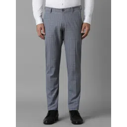 Louis Philippe Grey Slim Fit Checks Trousers-picture-34