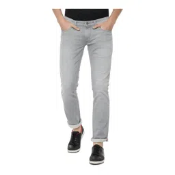 Louis Philippe Grey Slim Fit Lightly Washed Jeans-picture-25