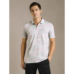 Louis Philippe Grey Slim Fit Printed Polo T-Shirt-picture-42