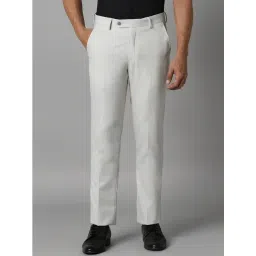 Louis Philippe Grey Slim Fit Self Pattern Trousers-picture-15