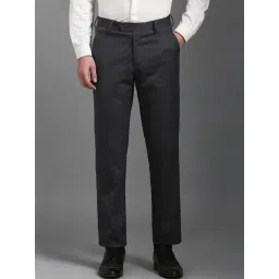 Louis Philippe Grey Slim Fit Self Pattern Trousers-picture-26