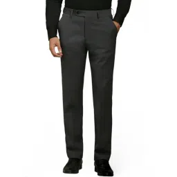 Louis Philippe Grey Slim Fit Self Pattern Trousers-picture-26