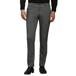 Louis Philippe Grey Slim Fit Self Pattern Trousers-picture-41