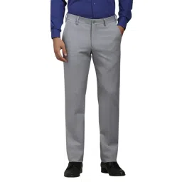 Louis Philippe Grey Slim Fit Solid Trousers-picture-39