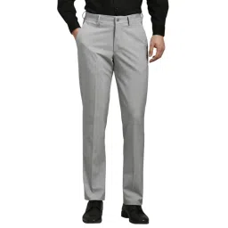 Louis Philippe Grey Slim Fit Texture Trousers-picture-40