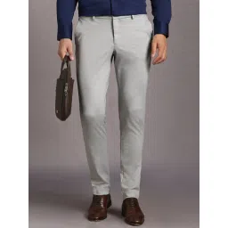 Louis Philippe Grey Slim Fit Texture Trousers-picture-28