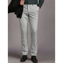 Louis Philippe Grey Slim Fit Texture Trousers-picture-42