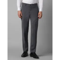 Louis Philippe Grey Slim Fit Textured Trousers-picture-10