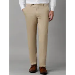 Louis Philippe Khaki Cotton Slim Fit Trousers-picture-35