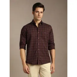Louis Philippe Maroon Cotton Slim Fit Checked Shirt-picture-15