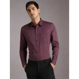 Louis Philippe Maroon Cotton Slim Fit Printed Shirt-picture-45