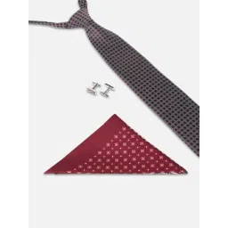 Louis Philippe Maroon Embroidered Tie Pocket Square & Cufflink Gift Set-picture-28