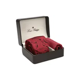 Louis Philippe Maroon Printed Tie & Pocket Square - Pack of 2-picture-17