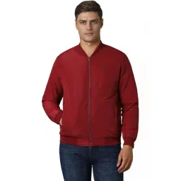 Louis Philippe Maroon Regular Fit Bomber Jacket-picture-28