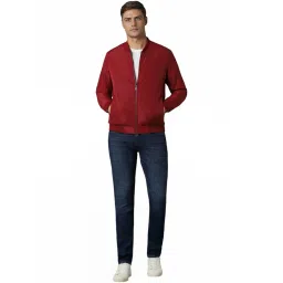 Louis Philippe Maroon Regular Fit Bomber Jacket image 5