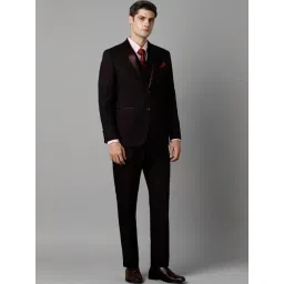 Louis Philippe Maroon Regular Fit Checks Three Piece Suit-picture-29