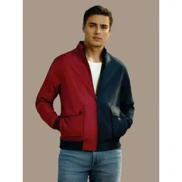 Louis Philippe Maroon Regular Fit Colour Block Jacket-picture-29
