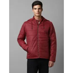 Louis Philippe Maroon Regular Fit Hooded Jacket-picture-31