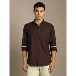 Louis Philippe Maroon Slim Fit Texture Shirt-picture-30