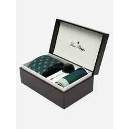 Louis Philippe Men Accessory Gift Set of Embroidered Tie Pocket Square And Lapel Pin-picture-37