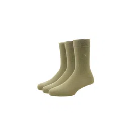 Louis Philippe Men Beige Pack of 3 Solid Calf Length Socks-picture-10