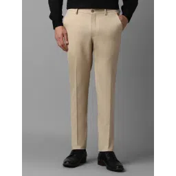 louis philippe Men Beige Slim Fit Textured Flat Front Formal Trousers-picture-16